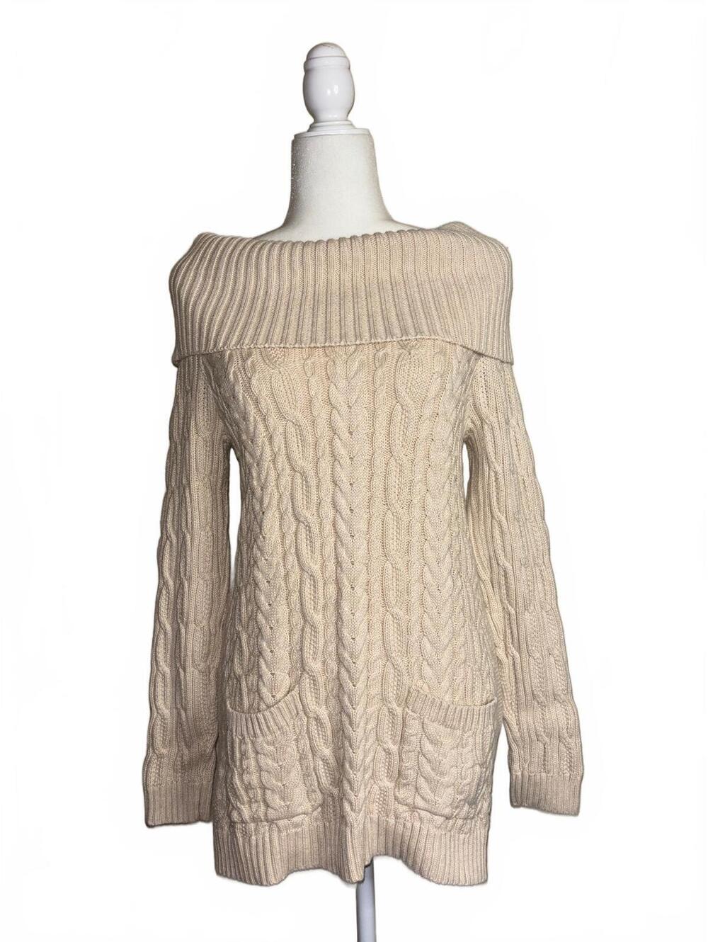 Jeanne Pierre Cotton Cable Knit Long Sleeve Top